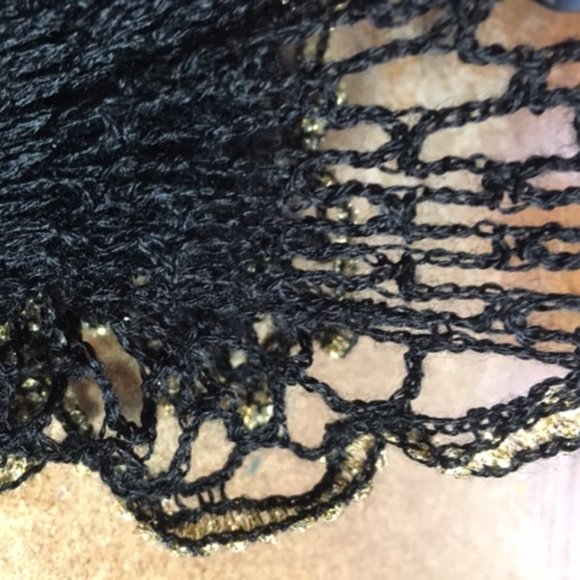 Handmade Black Crocheted Layered Scarf - Picture 8 of 8